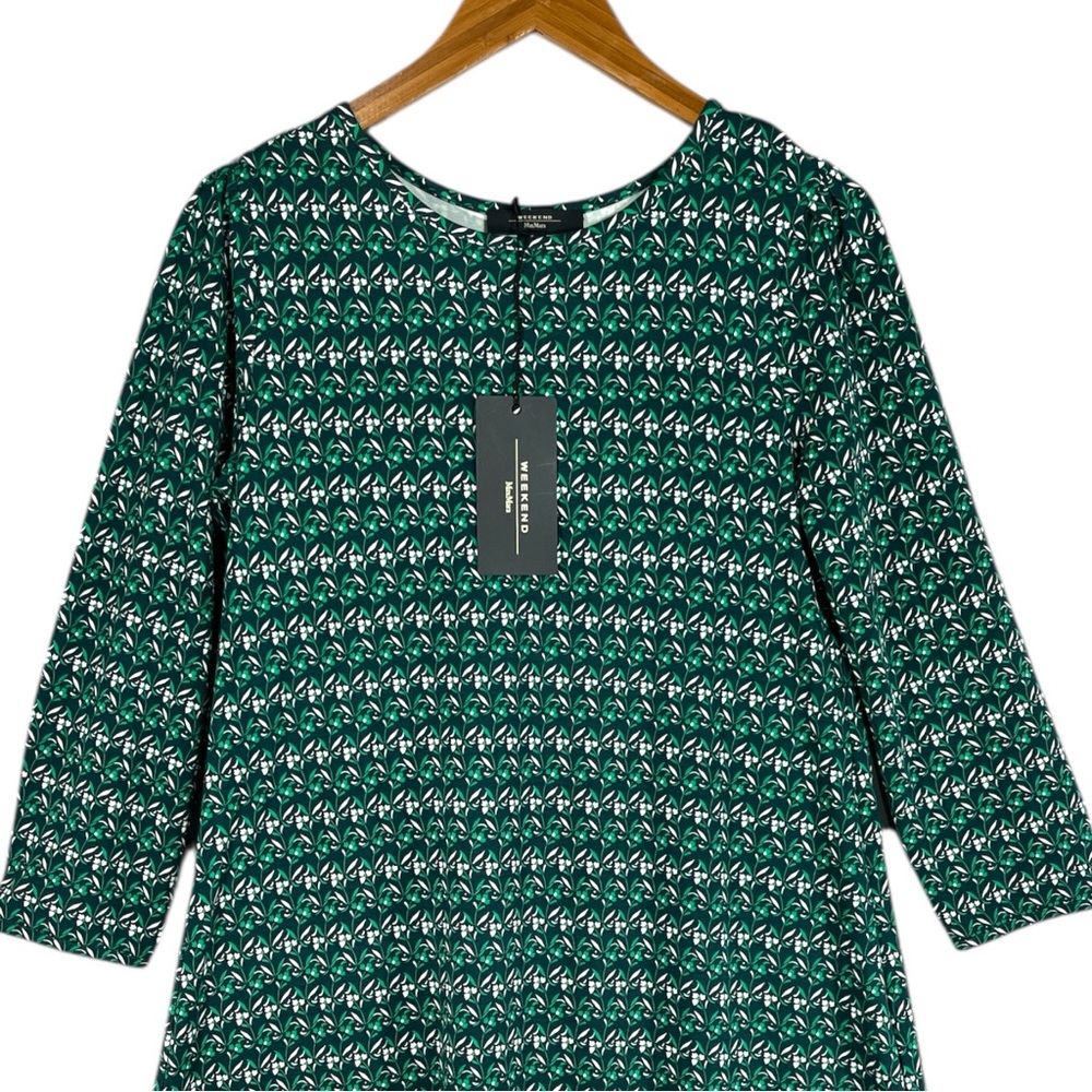NWT Max Mara Weekend Green Floral Print Shift Dress with 3/4 Sleeves Size Small - Picture 4 of 8